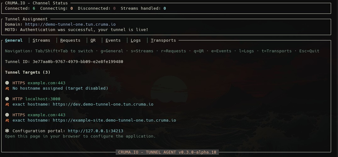 Cruma terminal UI running in a shell